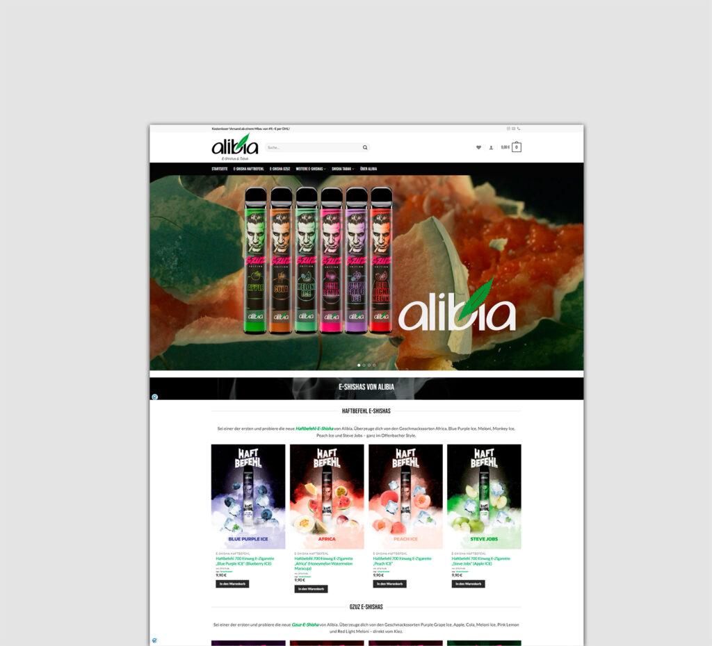 alibia Homepage Webdesign Onlineshop Automatisierung